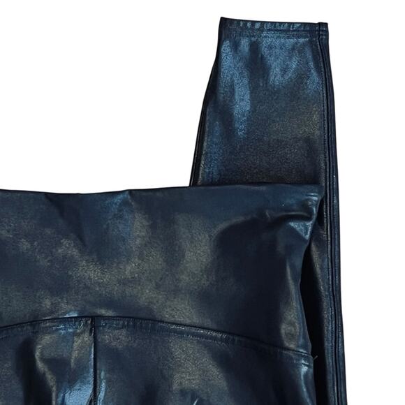 Spanx Women’s Sz XL Black Faux Leather High Rise Leggings Pull On Shaping - Picture 10 of 16